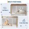 Cat Litter Box Enclosure, Hidden Kitty Toilet Furniture - White Dual Rooms for 2 Cats with Scratching Posts, Double-Layer Mats - 4 of 4