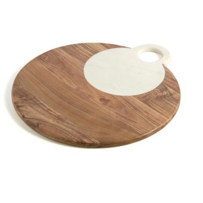 Tiburon Marble and Wood Round Cheese Board