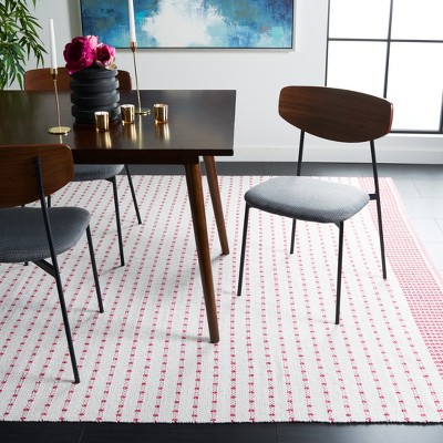 Handwoven Red and Ivory Cotton Rectangular Area Rug, 6' x 9'