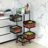 5-Tier Rotating Storage Shelf, Square Metal Kitchen Organizer with Wheels for Fruits Vegetables - 4 of 4