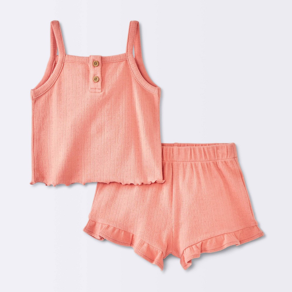 Baby Girls' Tank Top & Ruffle Shorts Set - Cloud Island™ Pink 0-3M