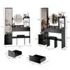 VYNXARIA Full Body Mirror Cabinet&Round Mirror Vanity Table&Cushioned Stool,Large Desktop, Multi-layer High Capacity Storage,Black - 4 of 4
