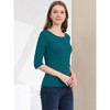 INSPIRE CHIC Women's Classic Solid Elbow Sleeves Round Neck Slim Fit T-Shirts - 4 of 4