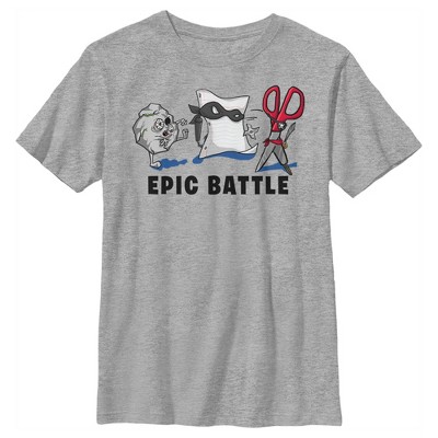 Boy's Lost Gods Epic Rock Paper Scissor Battle T-Shirt - Athletic Heather -  Large