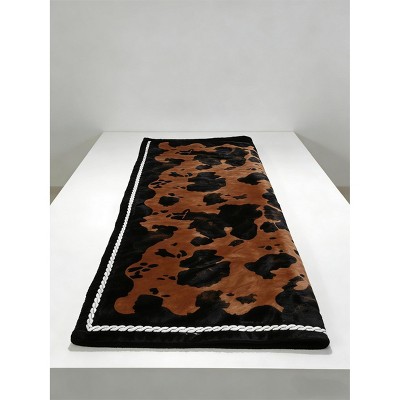 Heated Comfort Blanket with Wireless LCD Controller, Milk Velvet Border with Cow Print, Soft Cotton Lining with Quilted Edges, Warm and Cozy