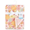 Hudson Baby Girls Plush Blanket with Furry Binding and Back, Peace Love Flowers, One Size - 2 of 2