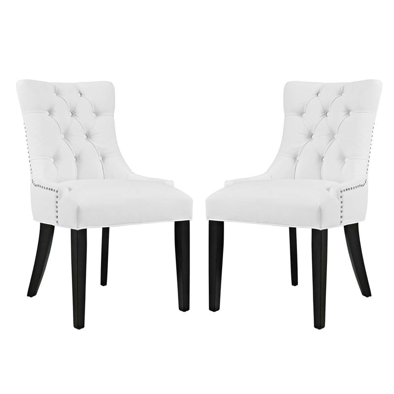 Set of 2 Regent Dining Side Chair Vinyl White - Modway, 1 of 8