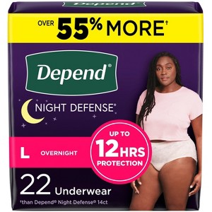 Depend Night Defense Adult Incontinence Underwear for Women - Overnight Absorbency - Blush - 1 of 4