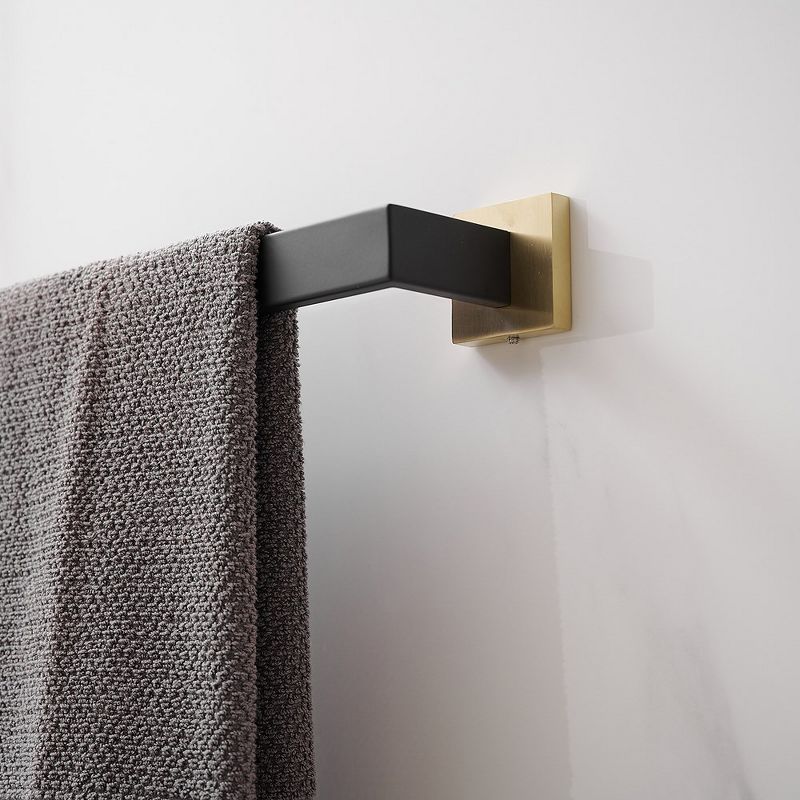 BWE 24 In. Modern Square Wall Mounted Single Bathroom Towel Bar Holder Rack Bath Accessories Hanger, 4 of 8