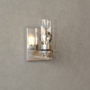 VAXCEL Park Ridge Transitional Bathroom Vanity Lighting Fixture, Clear Cylinder Glass Shade - 1 of 4