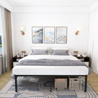 18� High Queen Metal Platform Bed Frame - Heavy Duty Slat Support, Underbed Storage, Easy Assembly, No Box Spring Needed
