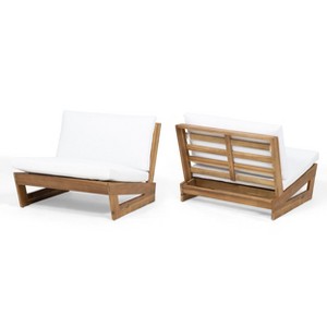 Christopher Knight Home Sherwood Outdoor Acacia Wood Club Chairs with Cushions (Set of 2) - 1 of 4