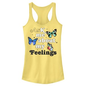 Juniors Womens Lost Gods My Feelings Butterflies Racerback Tank Top - 1 of 4