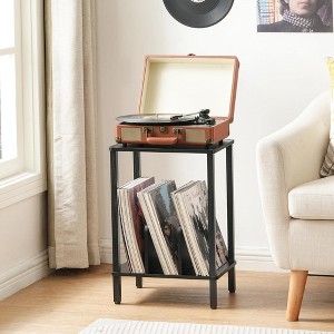 MOEPISY 2-Tier Record Player Stand Vinyl Record Turntable Stand with Storage up to 100 Albums, Black - 1 of 4