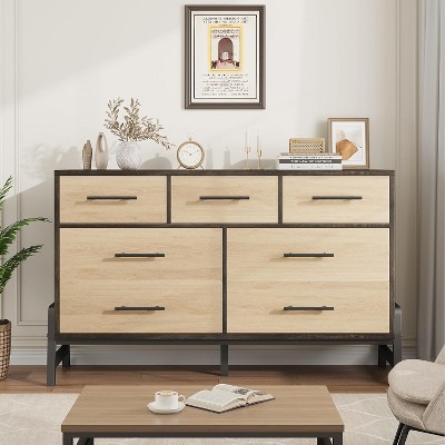 Garvee 7-Drawer Dresser for Bedroom 52 Wide Waterproof Engineered Wood Dresser with Anti-Tip Safety for Living Room Closet