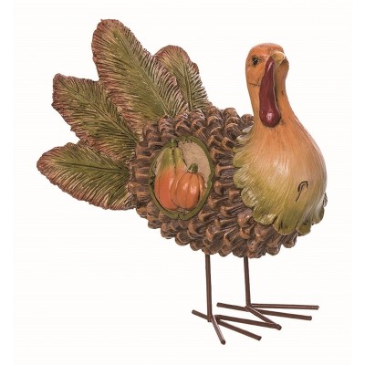 Transpac Resin Brown Harvest Autumn Leaf Turkey Figurine