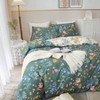 Green and White Floral Duvet Cover King 100 Cotton Reversible Bedding Set with Pillowcases and Zipper Closure - 4 of 4