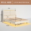 GDFStudio Modern Floating Bed Frame with LED Lights and Storage Headboard - 3 of 4