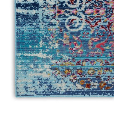 Vintage Kashan Blue Round Synthetic Area Rug - 24 in