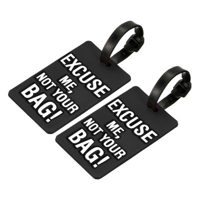 Unique Bargains PVC Adjustable Strap Backpack Travel ID Luggage Tags 2 Pcs Black