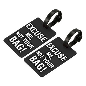Unique Bargains PVC Adjustable Strap Backpack Travel ID Luggage Tags 2 Pcs Black - 1 of 4