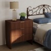 AEELLEEA Wooden Cabinet with 3 Drawers Wavy Pattern Modern Bedside Cupboard Dressing Table for Bedroom 78CM Long Walnut Color - 2 of 4