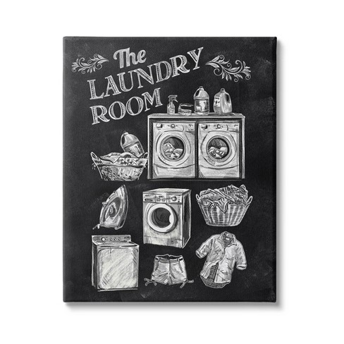 Stupell Industries Laundry Room Vintage Drawings Canvas Wall Art, 16 X ...