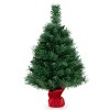 24" Mini Artificial Christmas Tree: 71 Branch Tips, 35 Warm White LEDs, Flame-Retardant PVC, Cement Base for Tabletop/Windowsill - 3 of 4