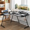 Tangkula L-shaped Computer Corner Desk 51” Reversible Office w/Power Outlet USB Ports Monitor Stand Keyboard Tray Gaming Desk with Hook - 3 of 4