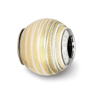 Black Bow Jewelry Sterling Silver 14k Yellow Gold Plated Laser Cut Bead Charm