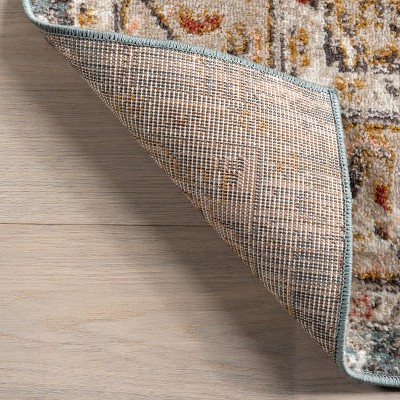 Beige Medallion Rectangular Easy Care Synthetic Rug