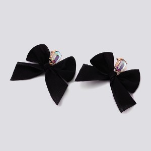 Crystal Bow Drop Earring - Wild Fable™ Black/Gold - 1 of 2