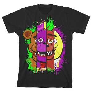 Five Nights at Freddy's Animatronic Characters Mash Up Boy's Black T-shirt - 1 of 3