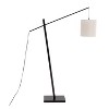 Arturo Contemporary Floor Lamp in Black Wood and Black Steel with Grey Fabric Shade by LumiSource - 3 of 4