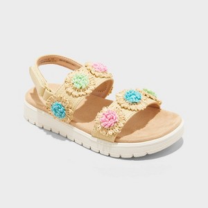Toddler Girls' Lana Raffia Floral Footbed Sandals - Cat & Jack™ - 1 of 4