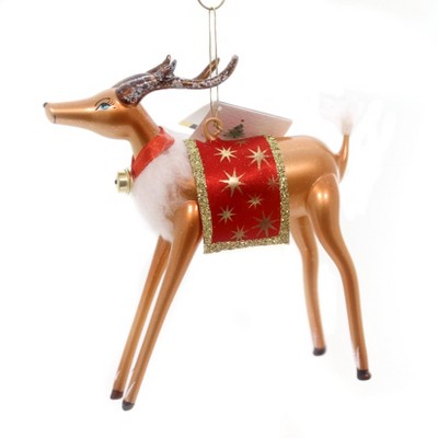 Italian Ornaments 5.5" Reindeer W/Saddle Italian Hand Painted  -  Tree Ornaments