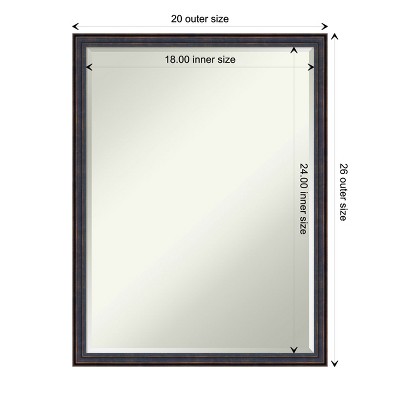 Dark Bronze Petite Bevel Wood Bathroom Vanity Mirror