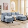 HYLEORY 100.79'' Width Modern Linen Flannel Fabric U-Shaped Sectional Sofa with Ottoman for living room - 4 of 4