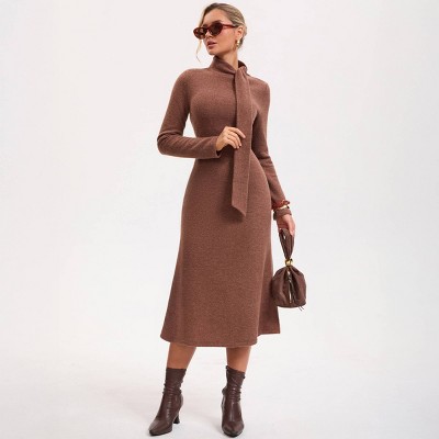 long sleeve midi fishtail dress Women's Long Sleeve Fishtail Midi Sweater Dress