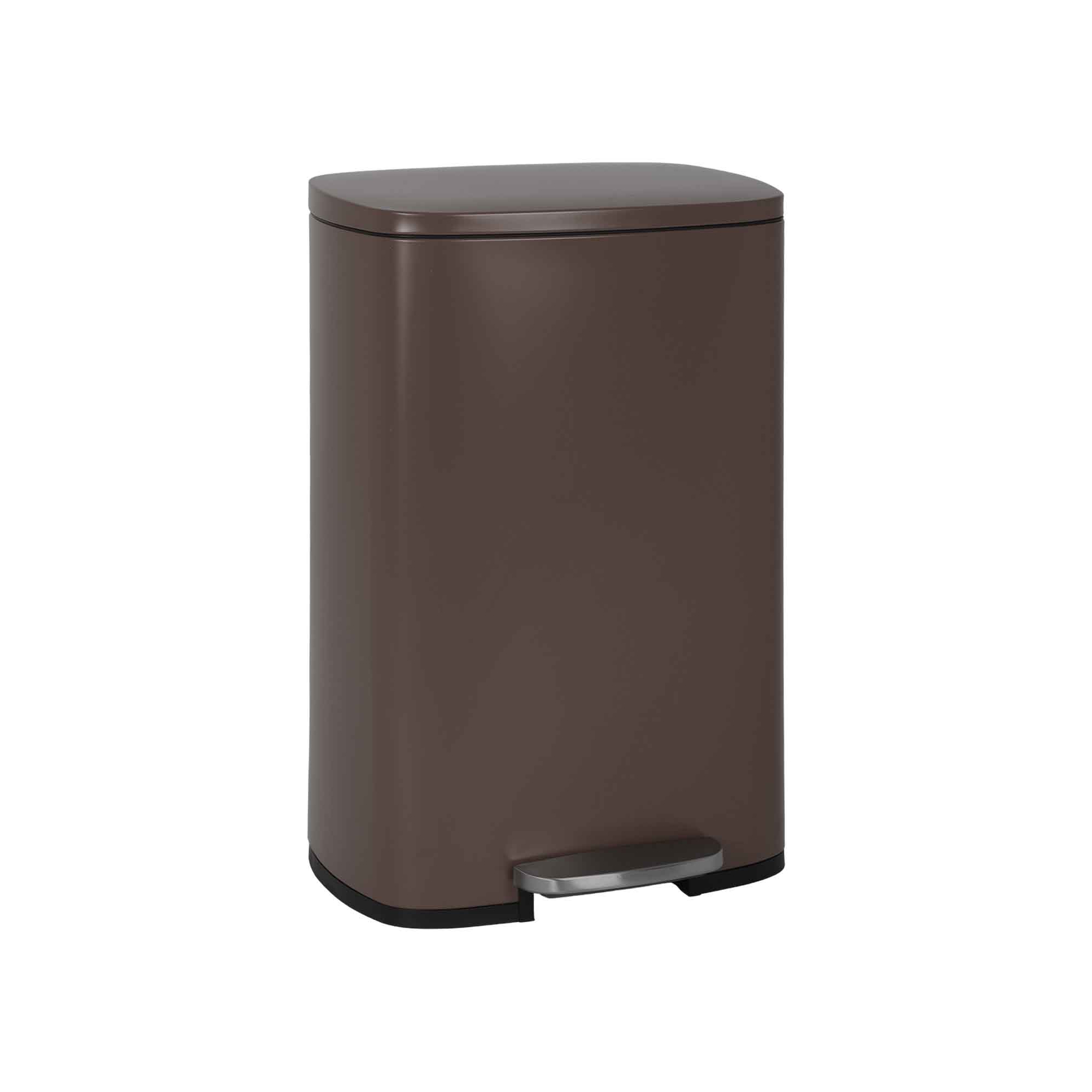 BestMassage Trash Can 13 Gallon/50L Stainless Steel Garbage Can with Removable Inner Bucket Slow-Close Lid and Odor-Proof Bin, Brown