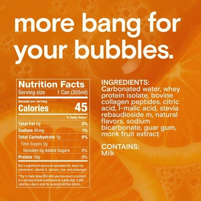 Waay Sparkling 10g Protein Clear Whey + Collagen, 0g Sugar Drink - Orange - 12oz
