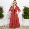 Anna-Kaci Women's Polka Dot Midi Dress with Front Tie Detail Short Sleeves and Button Front Design for a Flattering Fit - 4 of 4