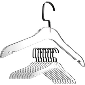 Designstyles Clear Acrylic Clothes Hangers, Heavy-Duty Closet Organizers with Shiny Black Chrome Hooks, Perfect for Suits and Sweaters - 10 Pack - 1 of 2