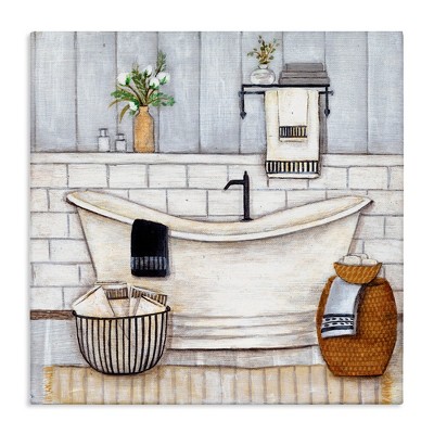 Stupell Industries Bathroom Farmhouse Style Tub, 17" x 17"