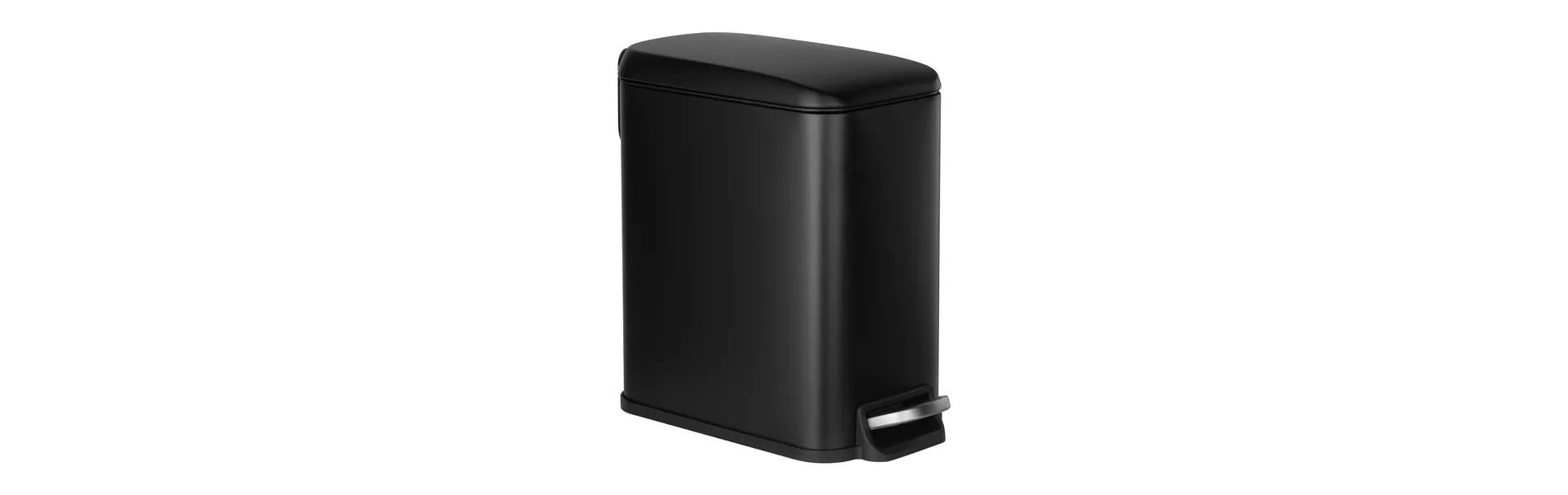 Slim Bathroom Trash Can, 11.4 x 5.71 x 10.7 Inch Small Bedroom Trashcan w/Step Pedal & Soft Close Lid, 6L Steel Garbage Can with Detachable Inner Bin
