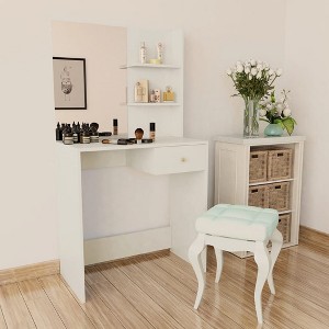 vidaXL Dressing Table Engineered Wood 29.5"x15.7"x55.5" White - 1 of 4
