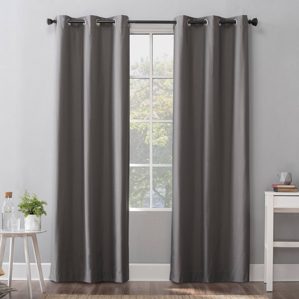 40"x63" Sun Zero 100% Blackout Cyrus Thermal Grommet Curtain Panel Gray: Modern Indoor Solid Polyester