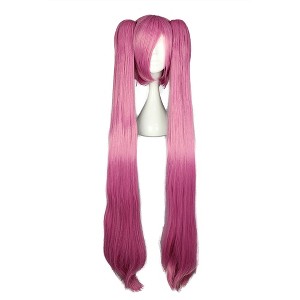 Unique Bargains Women's Wigs 43" Pink Gradient with Wig Cap - 1 of 4