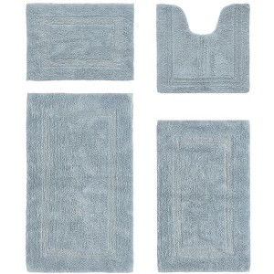 Lux Premium 100% Cotton Tufted Solid Reversible 4 Piece Bath Rug Set – Ultra-Soft, Water-Absorbent, Durable, Machine Washable Bathroom Rug - 1 of 4