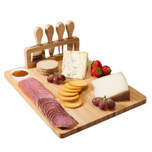 NewHome"Bamboo Cheese Board & Charcuterie Platter with Cutlery Set for Weddings, Birthdays, & Christmas"Bamboo - 1 of 4